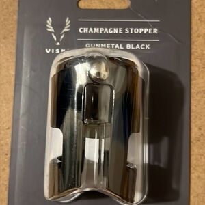 Viski Gunmetal Champagne Stopper (Perfect Father’s Day Gift) Black